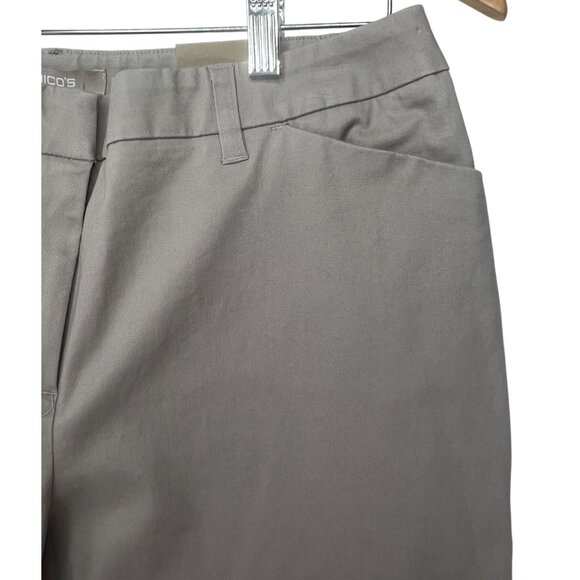 Chicos Light Stonewall Chalet Cotton Meg Flare Pants Size 1Regular - Picture 8 of 14